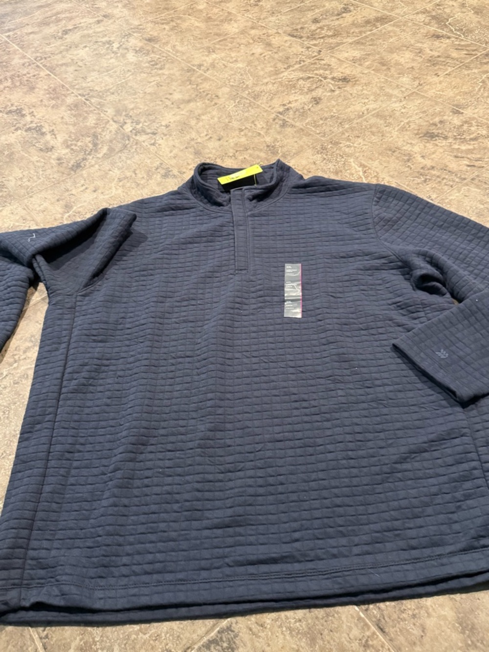 Men’s Quilted Navy Half-Zip Pullover